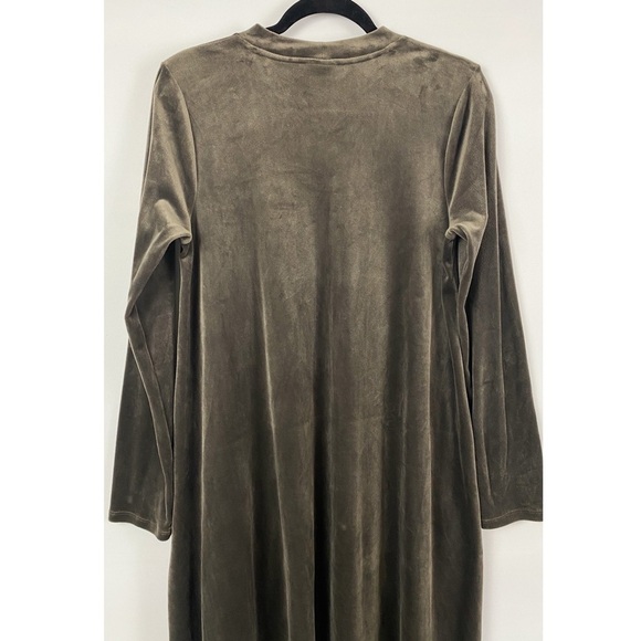 J Jill Pure Jill Womens Velour Dipped Hem Dress M Tall Mocha Tunic Pockets - Picture 6 of 9
